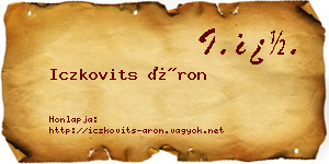 Iczkovits Áron névjegykártya
